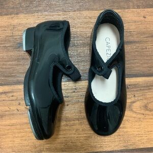 Capezio Tele Tone Tap Shoes Girls Size 10 M Black Dance Jazz